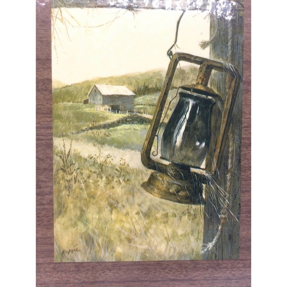 9” Vintage oil friends wall art ad wood oil lantern reflections Rudy nappi - Picture 2 of 7